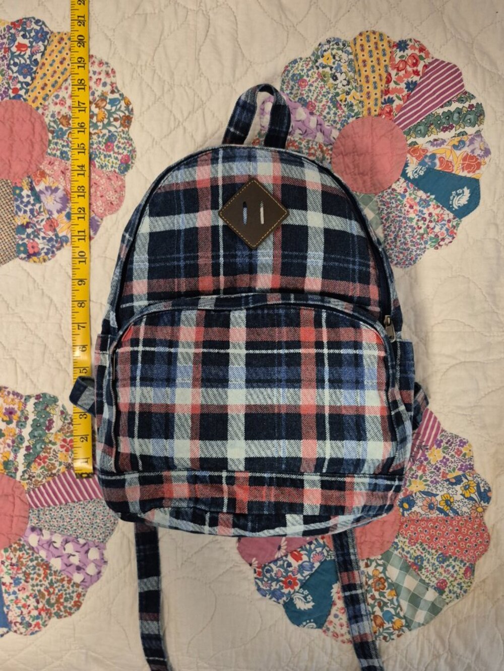 Plaid Denim Backpack